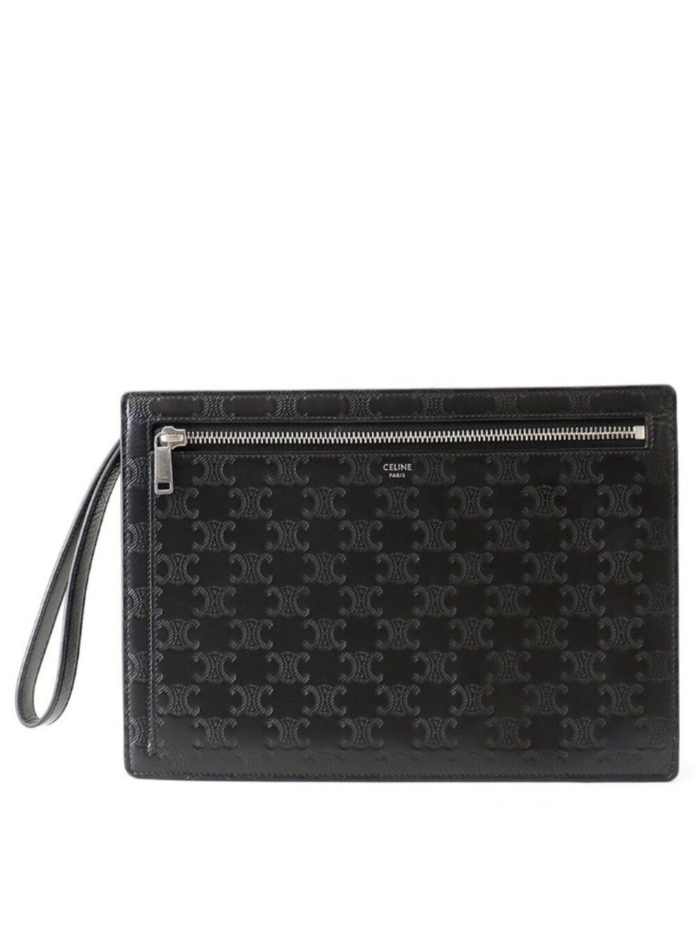 Celine Clutch Triomphe Calfskin Black